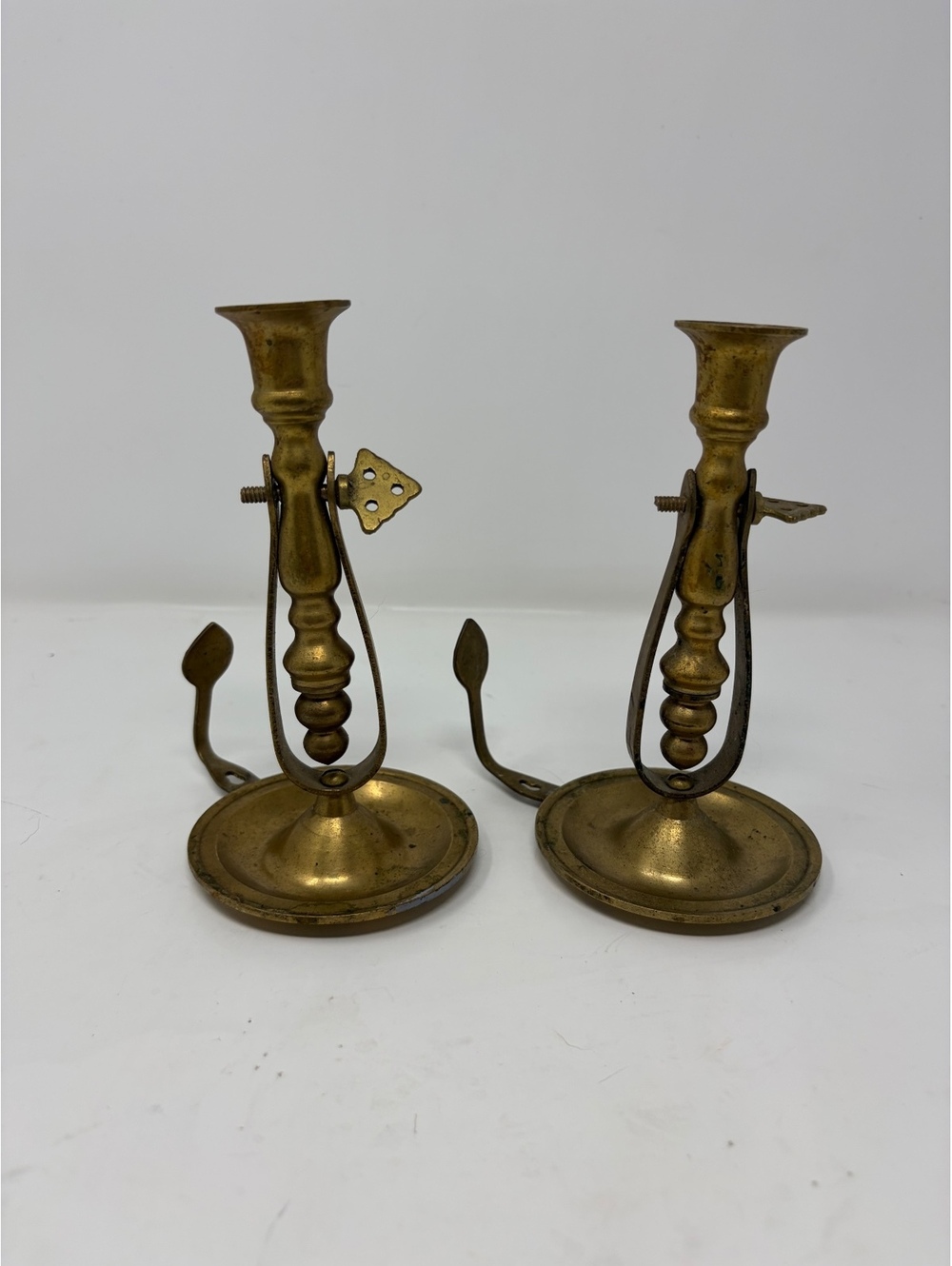 Vintage Brass Adjustable Candle Holders - Pair
